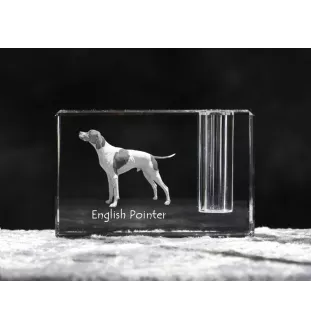 English Pointer - Pen stand, crystal organiser with dog photo, unique desk decoration by Art-Dog brand