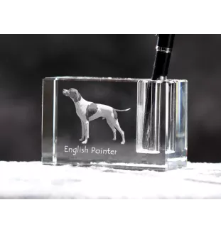 English Pointer - Pen stand, crystal organiser with dog photo, unique desk decoration by Art-Dog brand