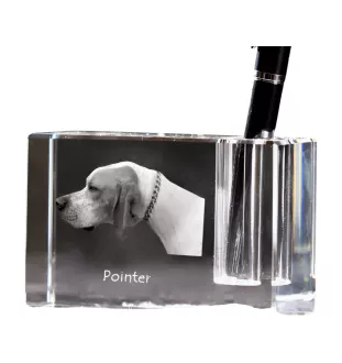 English Pointer, Englischer Pointer I - Stifthalter, Kristallorganizer mit Hundefoto, einzigartige Schreibtischdekoration der Marke Art-Dog