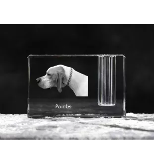 English Pointer, Englischer Pointer I - Stifthalter, Kristallorganizer mit Hundefoto, einzigartige Schreibtischdekoration der Marke Art-Dog