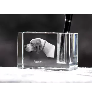 Pointer anglais I - Porte-stylos, organiseur en cristal avec photo de chien, décoration de bureau unique par la marque Art-Dog