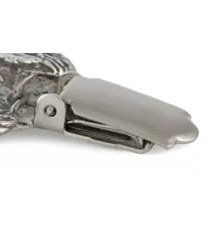 English Cocker Spaniel - brooch with a clip, holder for a start number, silver-plated dog show pin from the Art-Dog brand