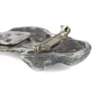 English Cocker Spaniel - brooch with a clip, holder for a start number, silver-plated dog show pin from the Art-Dog brand