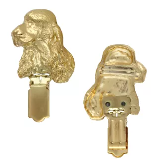 Cocker spaniel anglais - broche avec pince, support doré pour numéro de départ, élégante épingle pour exposition de chiens de la marque Art-Dog