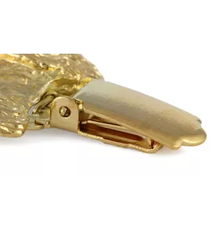 English Cocker Spaniel - brooch with a clip, gold-plated holder for a start number, a gift for a dog show by Art-Dog brand.