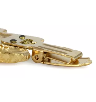 English Cocker Spaniel - brooch with a clip, gold-plated holder for a start number, a gift for a dog show by Art-Dog brand.