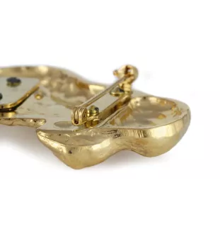 English Cocker Spaniel - brooch with a clip, gold-plated holder for a start number, a gift for a dog show by Art-Dog brand.