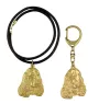 Cocker spaniel anglais I - porte-clés et collier avec chien dans une boîte, produit plaqué or de haute qualité, marque Art-Dog