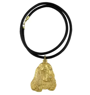 Cocker spaniel anglais I - porte-clés et collier avec chien dans une boîte, produit plaqué or de haute qualité, marque Art-Dog