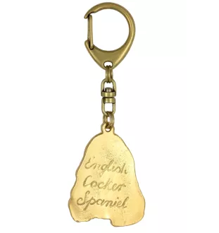 Cocker spaniel anglais I - porte-clés et collier avec chien dans une boîte, produit plaqué or de haute qualité, marque Art-Dog