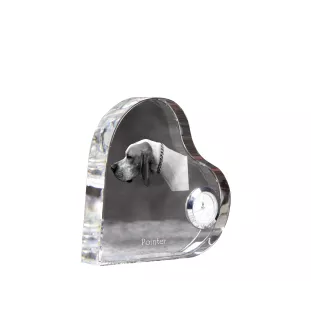 English Pointer I - crystal clock with a dog picture, heart-shaped shelf clock, personalized standing clock by Art-Dog brand