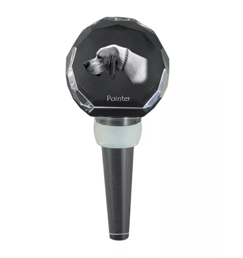 English Pointer I - Crystal bottle stopper, unique wine stopper with photo, personalised gift for sommelier by Art-Dog brand