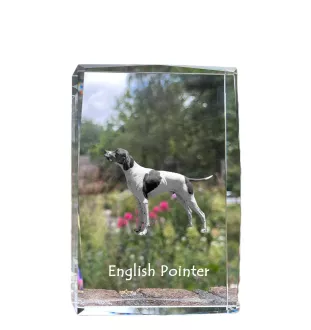 English Pointer - crystal with a picture of a dog, photo in glass, modern exhibition of Art-Dog brand photo