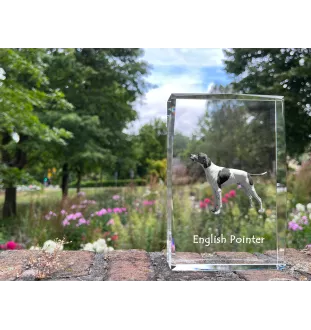 English Pointer - crystal with a picture of a dog, photo in glass, modern exhibition of Art-Dog brand photo