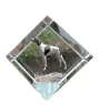 English Pointer - crystal cube with a photo, photo of a horse in crystal, cubic paperweight from Art-Dog brand