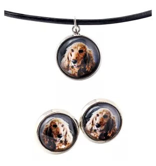 Cocker spaniel angielski naszyjnik i kolczyki ze zdjęciem Art-Dog