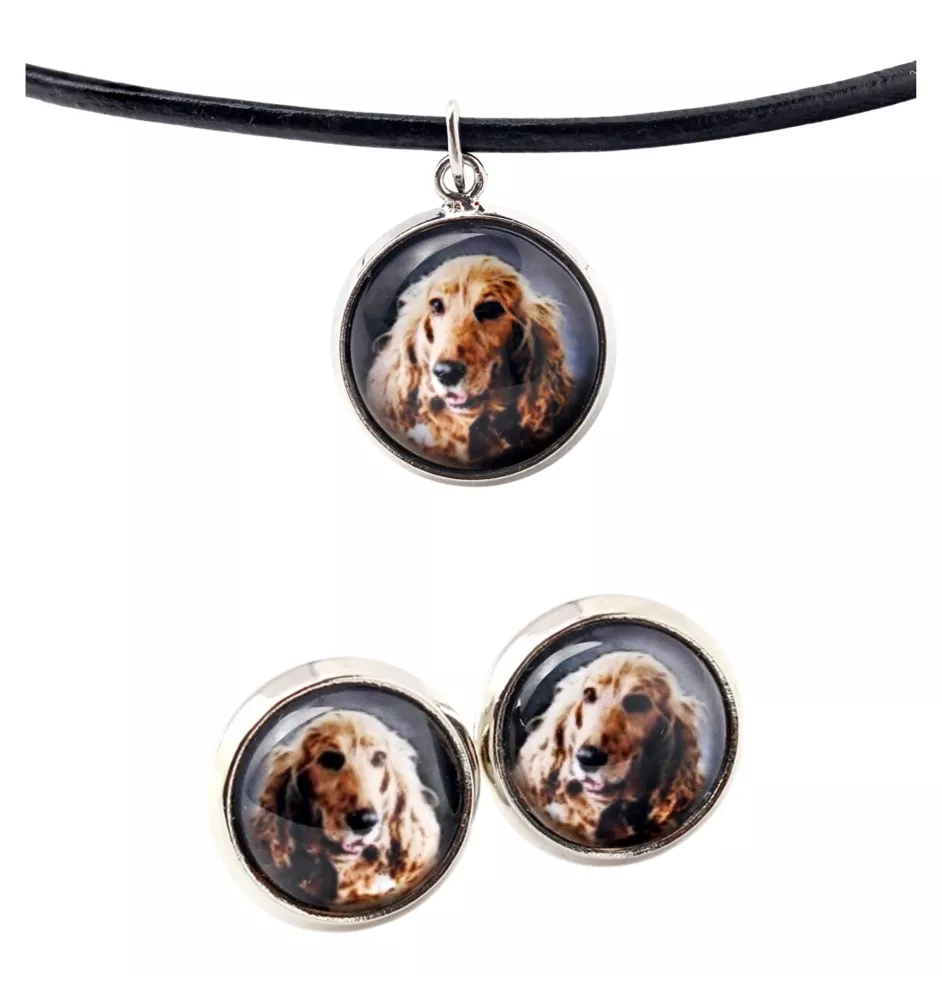 English Cocker Spaniel - jewelry with your photo box, set of necklace and earrings, personalized products from the Art-Dog brand