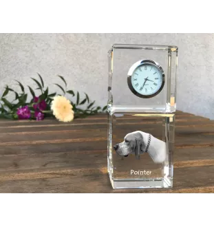 English Pointer I - crystal clock with a photo, a photo of a dog in crystal, personalized desk clock by Art-Dog brand