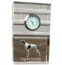 Pointer anglais - une horloge en verre avec une photo, une photo de chien dans un cristal, une horloge de bureau personnalisée de la marque Art-Dog