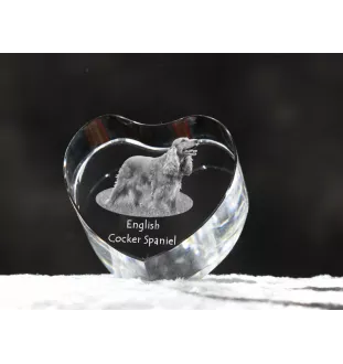 English Cocker Spaniel - a photo of a dog in crystal, crystal heart, unique photo frame from the Art-Dog brand