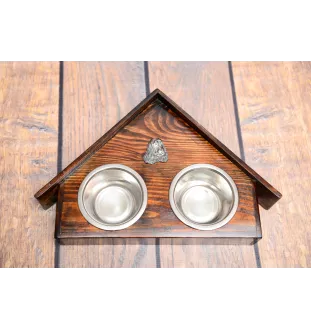 English Cocker Spaniel I - wooden stand with bowls for a dog, decorative dog bowls, a gift for adopting a dog from the Art-Dog brand