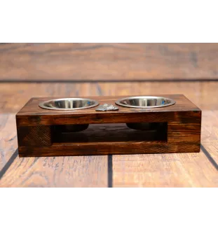 English Cocker Spaniel I - wooden stand with bowls for a dog, steel dog bowls, a gift for adopting a dog from the Art-Dog brand