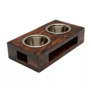 English Cocker Spaniel - wooden stand with bowls for a dog, steel dog bowls, a gift for adopting a dog from the Art-Dog brand