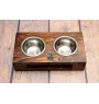 English Cocker Spaniel - wooden stand with bowls for a dog, steel dog bowls, a gift for adopting a dog from the Art-Dog brand