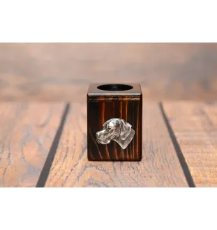 Pointer anglais I - bougeoir en bois avec un chien, un souvenir unique après la perte d'un chien, une œuvre artisanale de la marque Art-Dog