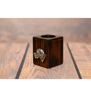 Pointer anglais I - bougeoir en bois avec un chien, un souvenir unique après la perte d'un chien, une œuvre artisanale de la marque Art-Dog