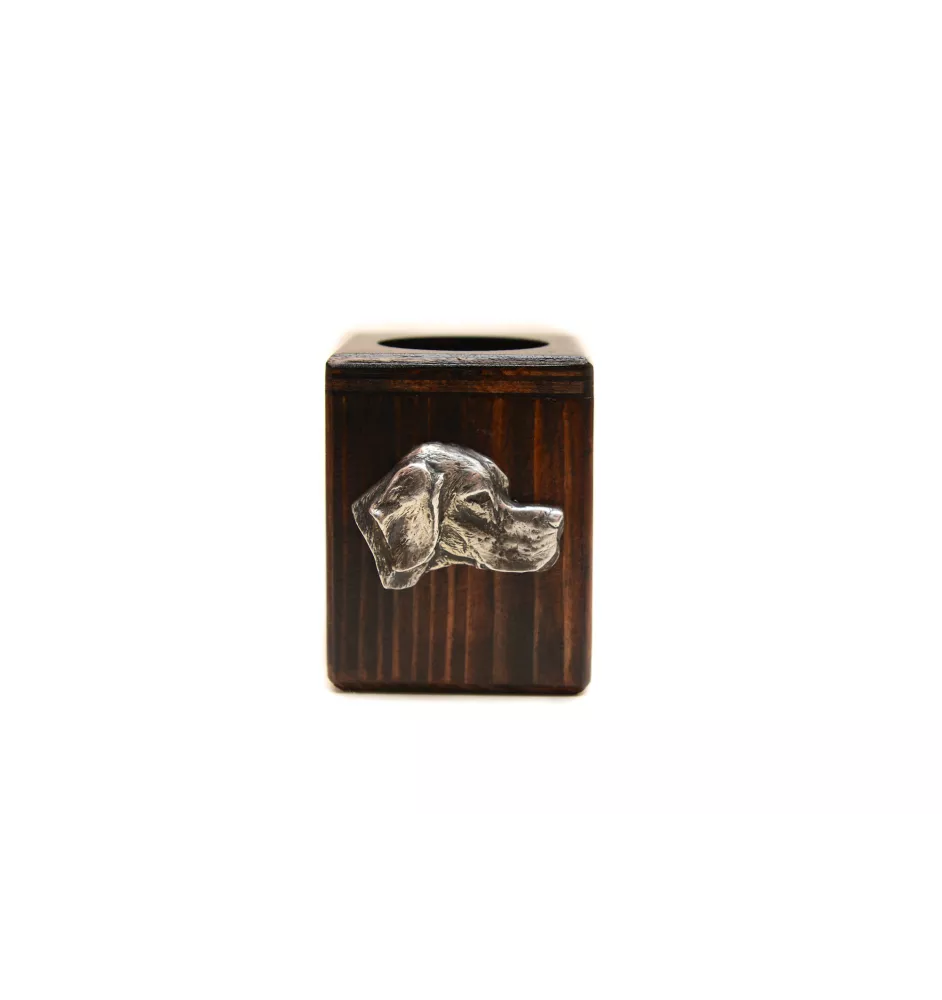 Pointer anglais - bougeoir en bois avec un chien, un souvenir unique après la perte d'un chien, une œuvre artisanale de la marque Art-Dog