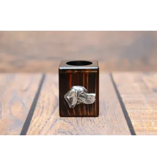 English Pointer - wooden candle holder with a dog, a unique souvenir after losing a dog, a handicraft from the Art-Dog brand
