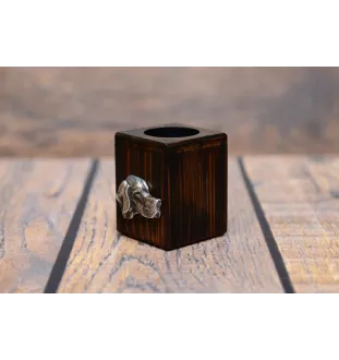 Pointer anglais - bougeoir en bois avec un chien, un souvenir unique après la perte d'un chien, une œuvre artisanale de la marque Art-Dog