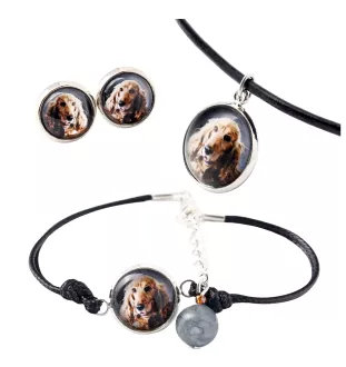 English Cocker Spaniel, Englische Cockerspaniel  - Schmuckset in einer Schachtel, Halskette, Ohrringe, Armband, Produkte der Marke Art-Dog