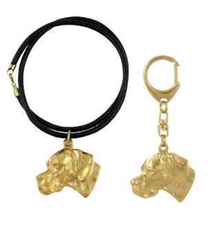 English Pointer, Englischer Pointer I - Schlüsselanhänger und Halskette mit Hund in einer Box, vergoldetes Produkt von hoher Qualität, Marke Art-Dog