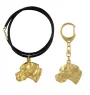 Pointer anglais I - porte-clés et collier avec chien dans une boîte, produit plaqué or de haute qualité, marque Art-Dog