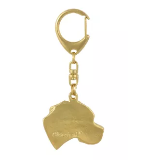 Pointer anglais I - porte-clés et collier avec chien dans une boîte, produit plaqué or de haute qualité, marque Art-Dog