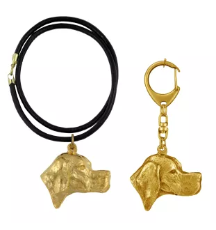 English Pointer, Englischer Pointer - Schlüsselanhänger und Halskette mit Hund in einer Box, vergoldetes Produkt von hoher Qualität, Marke Art-Dog