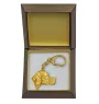 Pointer anglais - porte-clés et collier avec chien dans une boîte, produit plaqué or de haute qualité, marque Art-Dog