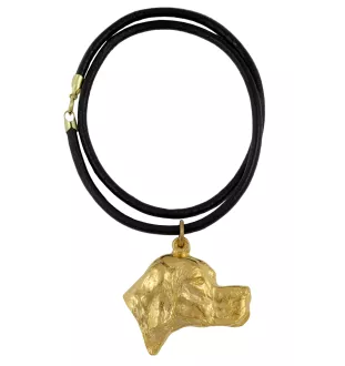 Pointer anglais - porte-clés et collier avec chien dans une boîte, produit plaqué or de haute qualité, marque Art-Dog