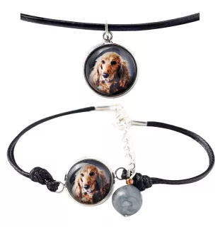 Cocker spaniel anglais - ensemble de bijoux avec votre photo, ensemble fait à la main, bracelet et collier de la marque Art.-Dog