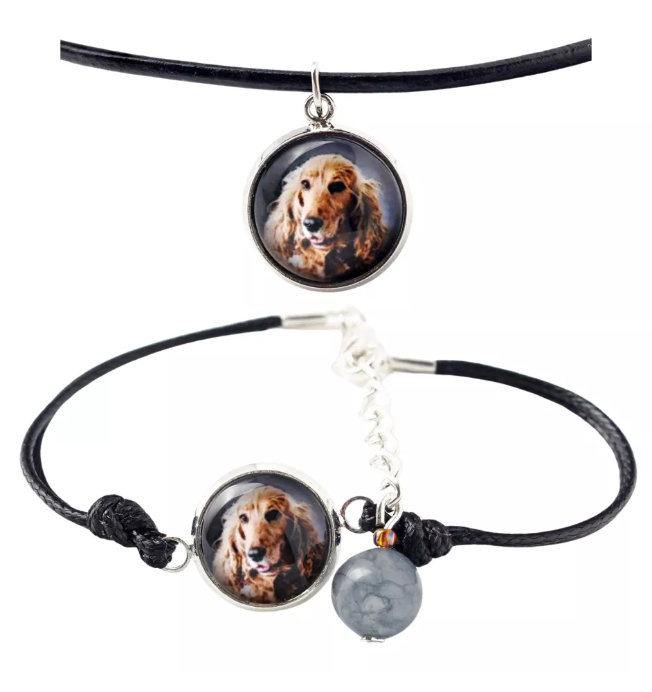 English Cocker Spaniel - a set of jewelry with your photo, handmade set, bracelet and necklace by Art.-Dog brand
