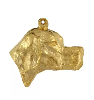 Pointer anglais - porte-clés et collier avec chien dans une boîte, produit plaqué or de haute qualité, marque Art-Dog