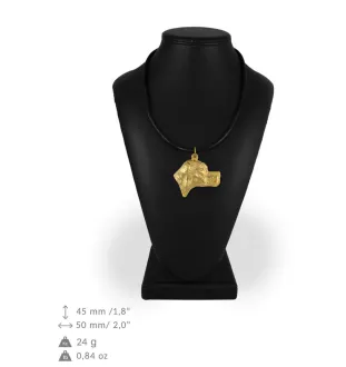 Pointer anglais - porte-clés et collier avec chien dans une boîte, produit plaqué or de haute qualité, marque Art-Dog