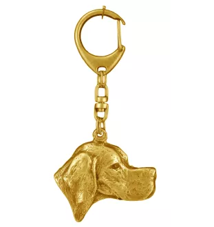 Pointer anglais - porte-clés et collier avec chien dans une boîte, produit plaqué or de haute qualité, marque Art-Dog