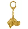 Pointer anglais - porte-clés et collier avec chien dans une boîte, produit plaqué or de haute qualité, marque Art-Dog