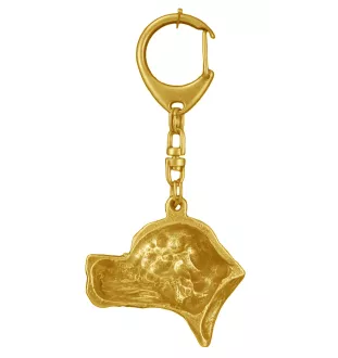 Pointer anglais - porte-clés et collier avec chien dans une boîte, produit plaqué or de haute qualité, marque Art-Dog
