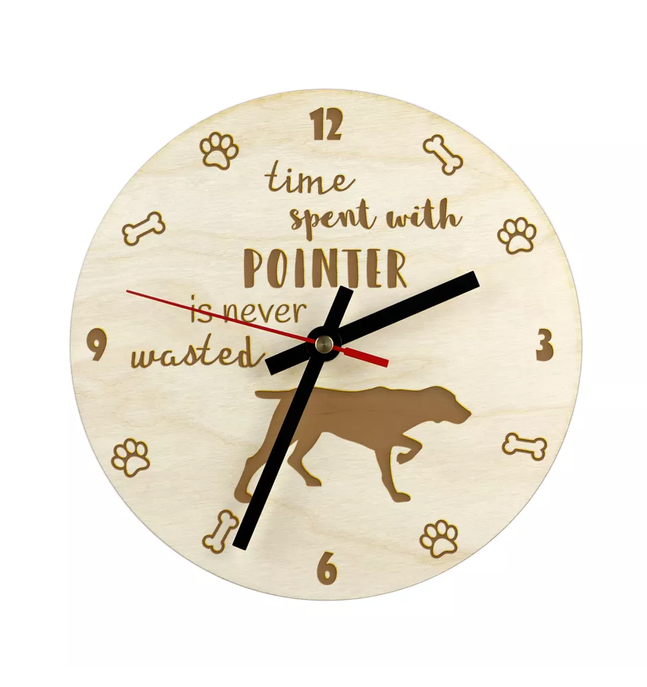 Pointer anglais - horloge avec chien, horloge en bois, horloge murale pour les amoureux des chiens, horloge de bureau et étagère, Art-Dog