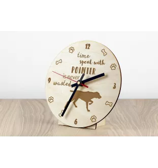 Pointer anglais - horloge avec chien, horloge en bois, horloge murale pour les amoureux des chiens, horloge de bureau et étagère, Art-Dog