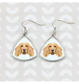 English Cocker Spaniel, Englische Cockerspaniel  - Ohrringe mit einem Bild und dem Schriftzug "Geometrischer Hund" von Art-Dog